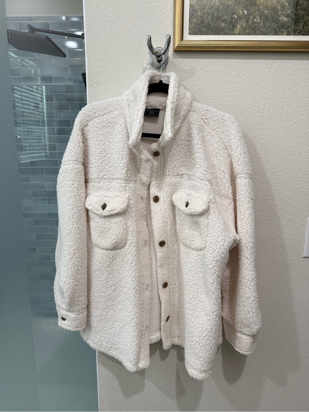 Women’s Sherpa Button-Up Shacket - Cream